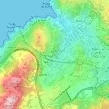 Castros topographic map, elevation, terrain