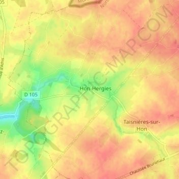 Hon topographic map, elevation, terrain