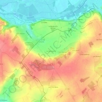 La Guimperie topographic map, elevation, terrain