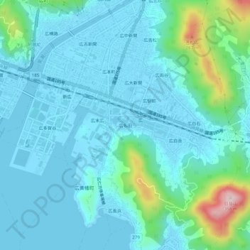 広名田 topographic map, elevation, terrain