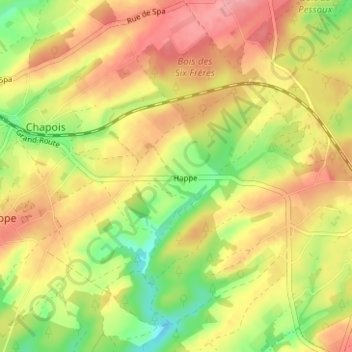 Happe topographic map, elevation, terrain