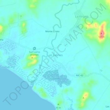Las Salinas topographic map, elevation, terrain