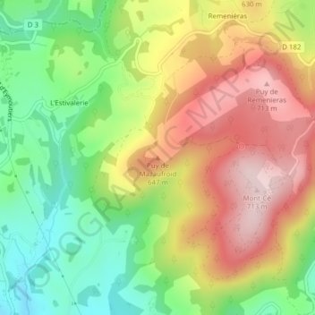 Puy de Mazaufroid topographic map, elevation, terrain