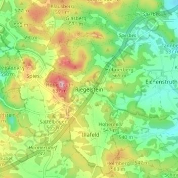 Riegelstein topographic map, elevation, terrain