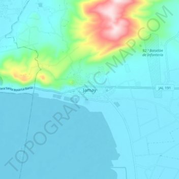 Jamay topographic map, elevation, terrain