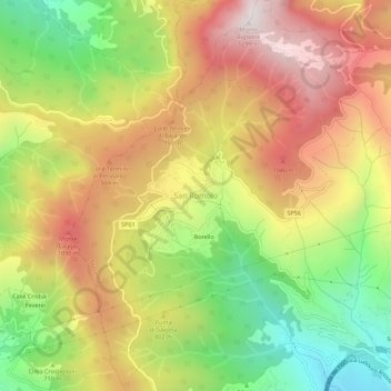 San Romolo topographic map, elevation, terrain