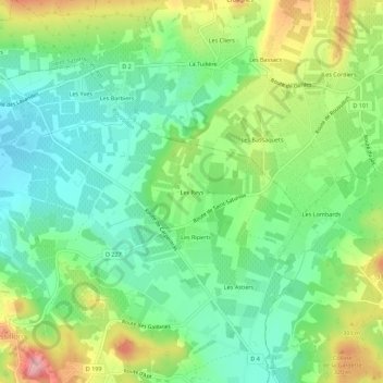 Les Reys topographic map, elevation, terrain