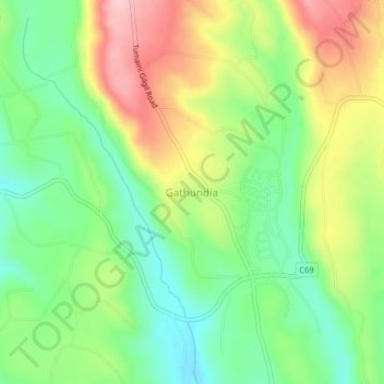 Gathundia topographic map, elevation, terrain