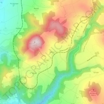 Vailhac topographic map, elevation, terrain