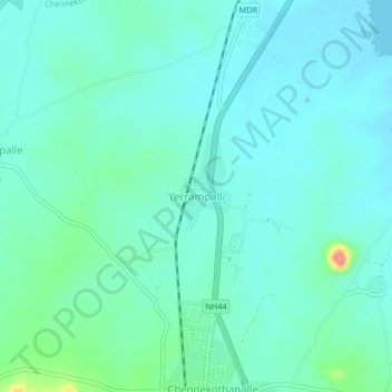 Yerrampalli topographic map, elevation, terrain