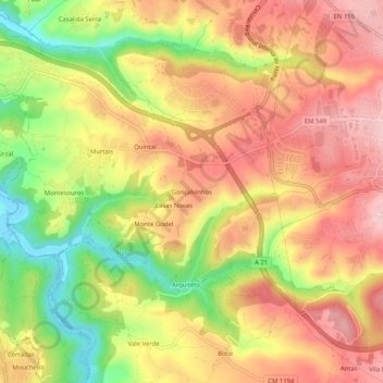 Gonçalvinhos topographic map, elevation, terrain