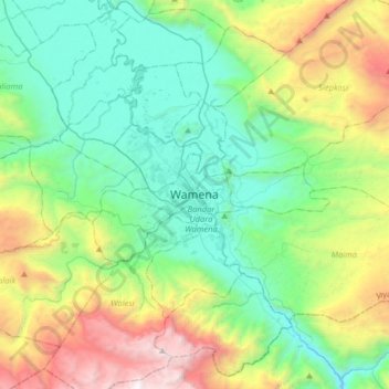 Wamena topographic map, elevation, terrain