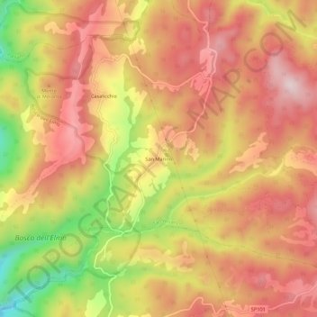San Marino topographic map, elevation, terrain