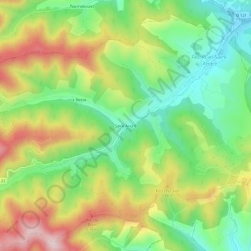 Saint-André topographic map, elevation, terrain