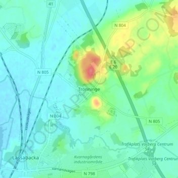 Trönninge topographic map, elevation, terrain