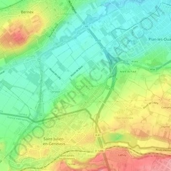 Perly topographic map, elevation, terrain