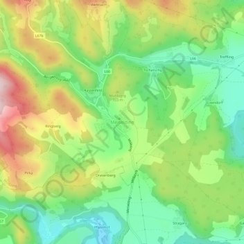 Meiselding topographic map, elevation, terrain
