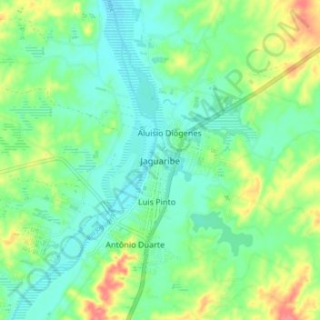 Jaguaribe topographic map, elevation, terrain