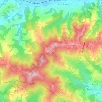 Prisade topographic map, elevation, terrain
