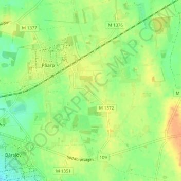 Tunnby topographic map, elevation, terrain