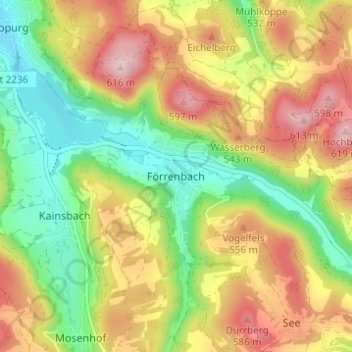 Förrenbach topographic map, elevation, terrain