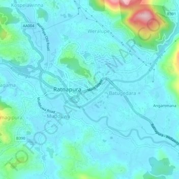 Kudugalwatte topographic map, elevation, terrain