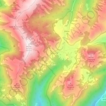 Pettino topographic map, elevation, terrain
