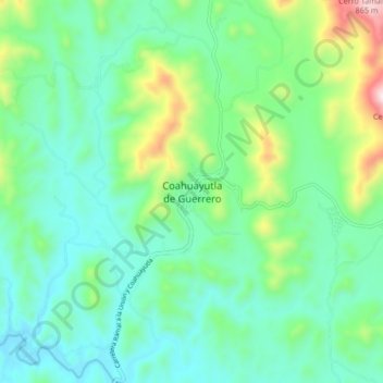 Coahuayutla de Guerrero topographic map, elevation, terrain