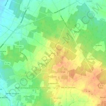 Gouas topographic map, elevation, terrain