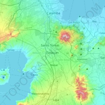 Tanauan topographic map, elevation, terrain