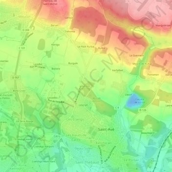 Kerozer topographic map, elevation, terrain