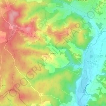 Soulage topographic map, elevation, terrain