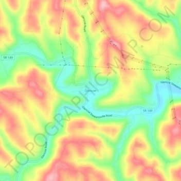 Glencoe topographic map, elevation, terrain