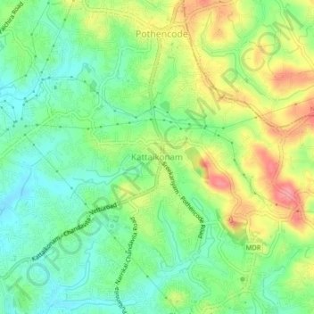 Kattaikonam topographic map, elevation, terrain