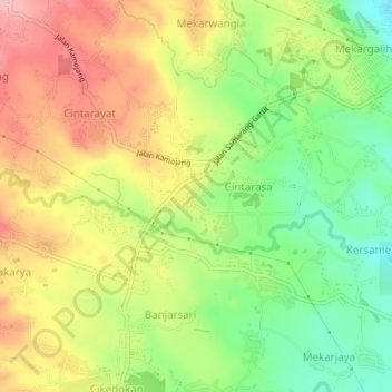 Samarang topographic map, elevation, terrain