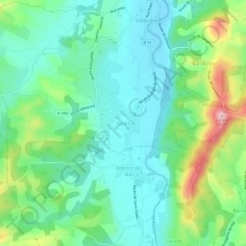 Espès topographic map, elevation, terrain