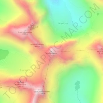 Store Ringstind topographic map, elevation, terrain