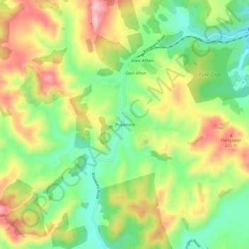 Pukemiro topographic map, elevation, terrain