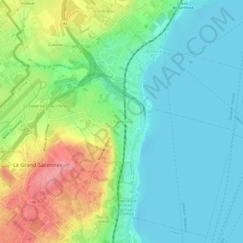 Chambésy topographic map, elevation, terrain