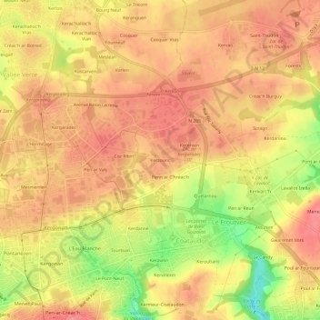 Kerzouric topographic map, elevation, terrain