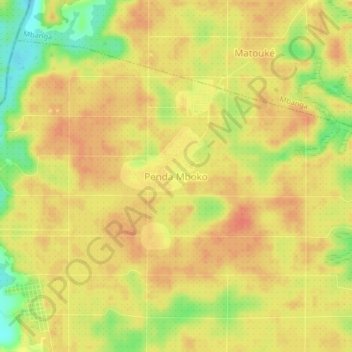 Penda Mboko topographic map, elevation, terrain