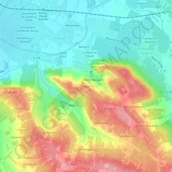 Vaque topographic map, elevation, terrain