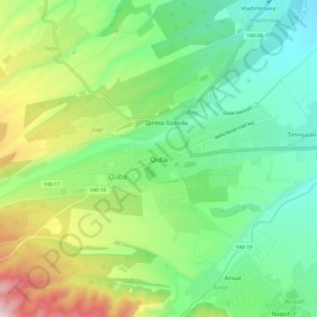 Quba topographic map, elevation, terrain
