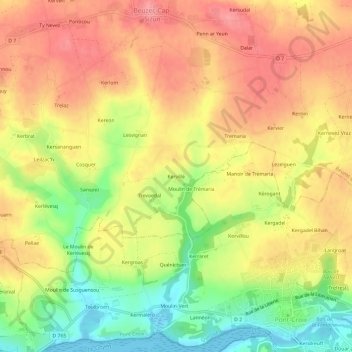 Kervillé topographic map, elevation, terrain