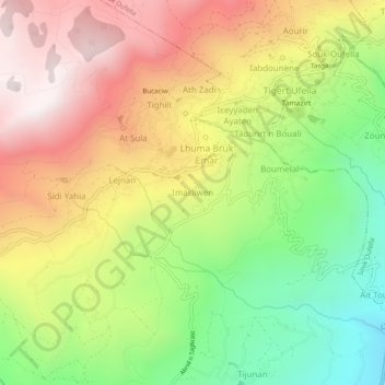 Imaaliouene topographic map, elevation, terrain