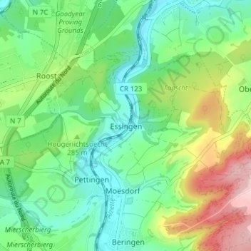 Essingen topographic map, elevation, terrain