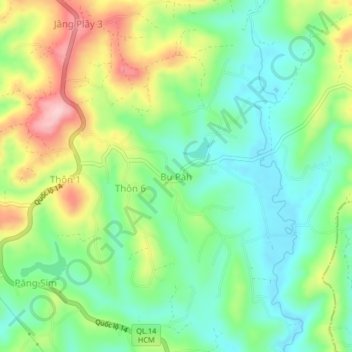 Bu Păh topographic map, elevation, terrain