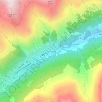 Villa Bedretto topographic map, elevation, terrain