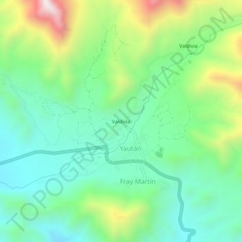 Valdivia topographic map, elevation, terrain