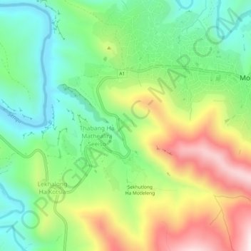 Matebeleng Ha Mahlelebe topographic map, elevation, terrain